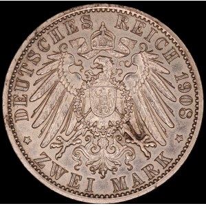 Germany. Saxe Weimar Eisenach 2 Marks 1908 Jena University Silver