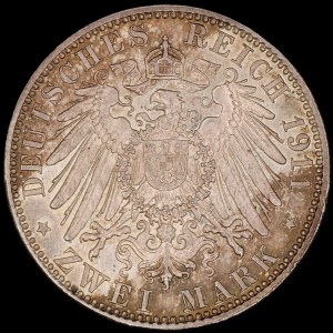 Germany. Bavaria 2 Marks 1911 D 90th Birthday of Prince Regent Luitpold