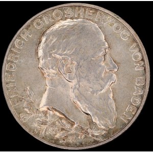 Allemagne. Baden 2 marque 1902 G 50e anniversaire du règne de l'argent