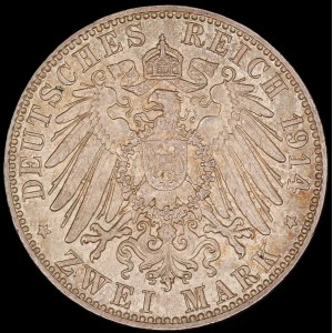 Germany. Bavaria 2 Marks 1914 Silver