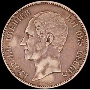 Belgia. 5 franków 1850 Bruksela Srebro