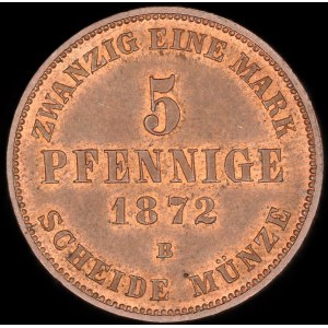 Germany. Mecklenburg Strelitz 5 Pfennig 1872 B