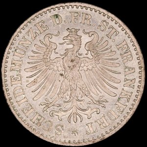 Germania. Francoforte 3 Kreuzer 1866 Argento