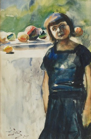 Julian FAŁAT (1853-1929), Dziewczynka i owoce - Portret córki artysty, 1907
