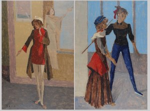 Bencion RABINOWICZ [BENN] (1905-1989), Aktorzy teatru - para obrazów