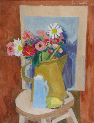 Jan HRYNKOWSKI (1891-1971), Martwa natura z kwiatami, 1958