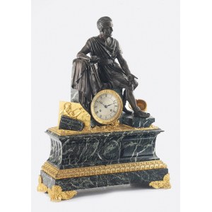 Zegar kominkowy z wizerunkiem rzymskiego filozofa