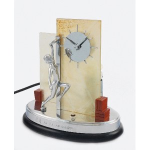 Zegar art déco, podświetlany, z figurą tancerki