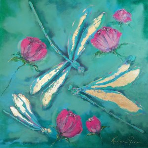 Karina GÓRA (b. 1973), Dragonflies in the scent of mint and peonies, 2024