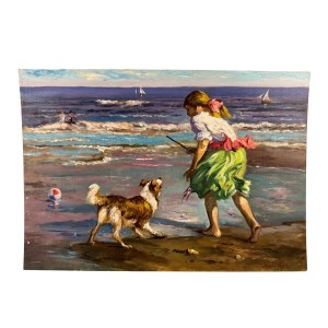 UNIDENTIFIED SIGNATURE, Children playing by the sea