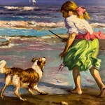 UNIDENTIFIED SIGNATURE, Children playing by the sea