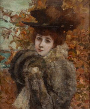 Jan Styka (1858 Lwów - 1925 Rzym), Portret damy w kapeluszu