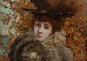 Jan Styka (1858 Lviv - 1925 Rome), Portrait of a Lady in a Hat