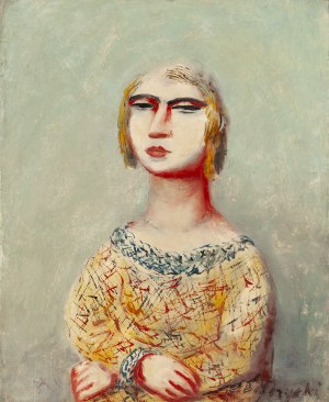 Zygmunt Dobrzycki (1896 Oleskin - 1970 Beauvallon), Portret kobiety w żółtej sukience