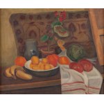 Józef Krzyżański (1898 Hnilice, Ukraina - 1987 Poznań), Martwa natura z owocami i kwiatem, 1928