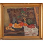 Józef Krzyżański (1898 Hnilice, Ucraina - 1987 Poznań), Natura morta con frutta e fiori, 1928
