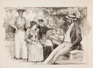 Isak ÅKERMARK (1857-1903), Wytworne towarzystwo w ogrodzie, ok.1900