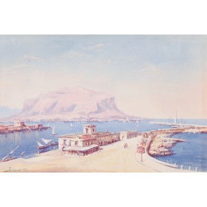 LEOPARDI (2nd half of 19th century), Port of Palermo with Mount Pellegrino