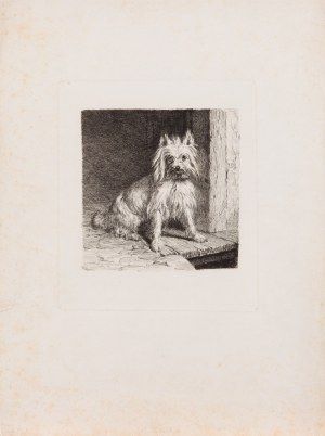 Carl STEFFECK (1818-1890), Siedzący szpic, po 1880