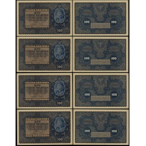 Polska, zestaw: 4 x 100 marek polskich, 23.08.1919