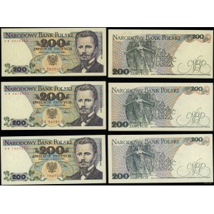 Poland, set: 3 x 200 gold, 1982/1986/1988