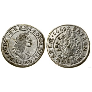 Węgry, 6 krajcarów, 1669 KB, Kremnica