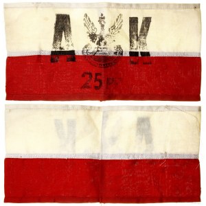Polonais, brassard en tissu du 25e régiment d'infanterie de l'armée intérieure