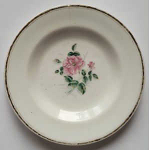 BARANOVKA. Porcelain plate with rose, Baranovka porcelain manufactory, 1894.