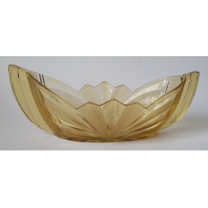 NIEMEN. Żardiniera szklana w stylu art déco, katalogowa. Huty szklane J. Stolle „Niemen”, Brzozówka, lata 1926-1939,