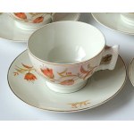 ĆMIELÓW. Serwis porcelanowy do herbaty Płaski dla 5 osób: dzbanek, mlecznik, cukiernica oraz 5 filiżanek ze spodkami