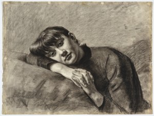 Bronisława ŁUKOMSKA-WIELOWIEYSKA (1865-1939) - Studia portretowe i martwe natury: zespół 11 prac, rysunkowych wykonanych węglem i 1 malarskiej (akwarela)