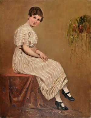 Wojciech Aleksander DUREK (1888-1951) - Portret; 1922. Olej na płótnie 140x109 cm