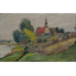 Jan STĘPIEŃ (1895-1976) - Pejzaż z klasztorem w Brdowie; 1961