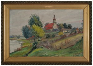 Jan STĘPIEŃ (1895-1976) - Pejzaż z klasztorem w Brdowie; 1961