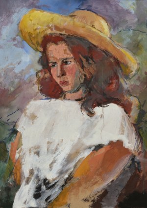 Józef MAKOWSKI (1914-1997) - Portret w kapeluszu