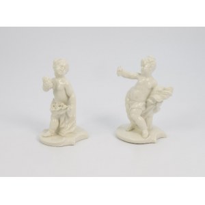 NYMPHENBURG - KRÓLEWSKA MANUFAKTURA PORCELANY, Para puttów - alegorie Wiosny (Flora) i Lata