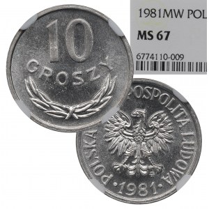 PRL, 10 groszy 1981 - NGC MS67