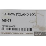 PRL, 10 groszy 1981 - NGC MS67