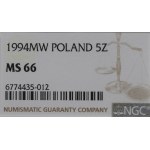 III RP, 5 złotych 1994 - NGC MS66