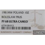 PRL, 10 złotych 1981 - Bolesław II Śmiały NGC PF68 Ultra Cameo