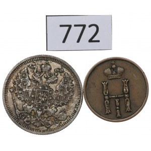 Rosja, Zestaw dienieżka 1851 i 20 kopiejek 1909