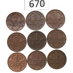 II RP, Zestaw 1 grosz 1923-39