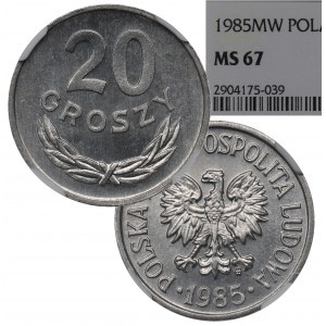 PRL, 20 groszy 1985 - NGC MS67