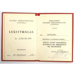 III RP, Legitymacja Krzyż Czynu Bojowego Polskich Sił Zbrojnych na Zachodzie
