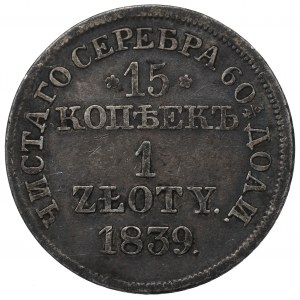 Poland under Russia, Nicholas I, 15 kopecks=1 zloty 1839 MW