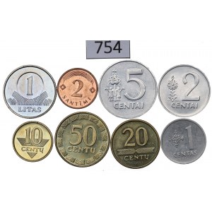 Lithuania and Latvia, Lot of 1 centas-1 litas