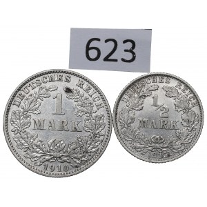 Niemcy, Zestaw 1/2-1 marka 1910-15