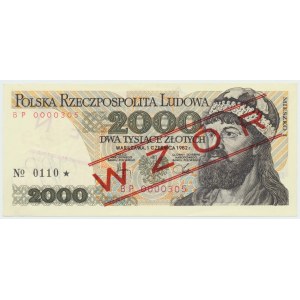 PRL, 2000 złotych 1982 BP - WZÓR No. 0110
