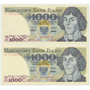 1000 złotych 1975 L i R - Zestaw 2 egz.