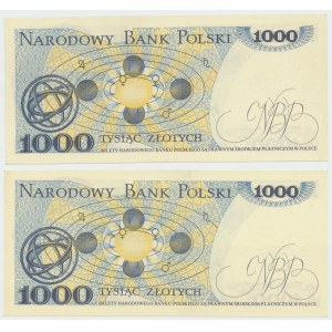 1000 złotych 1975 L i R - Zestaw 2 egz.
